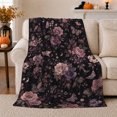 thumbnail image 1 of Dusty Rose Floral Crescent Moon Design Mystical Garden, Festive Botanical Garden Scene, Warm Flannel Blanket for Sunroom and Reading Nook, Garden Lovers Valentine's Day Gift, Botanical Home Decor, 1 of 9