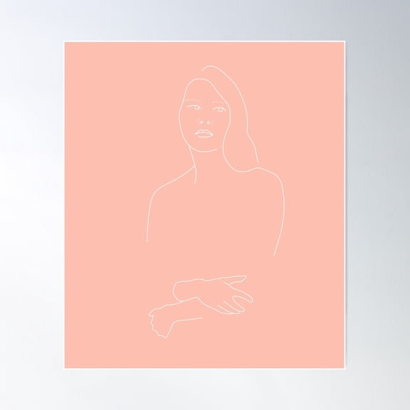 Dusty Rose Minimalist Lineart Poster Wall Art, Modern Wall Decor For Living Room Bedroom, 8x12 UNFRAMED