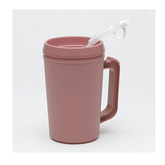 Dusty Rose Pink Insulated Drink Pitcher with Straw 22 oz , (1Pack)