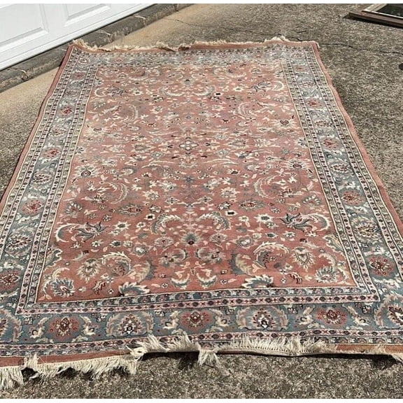 Dusty Rose Pink Rug Hand Knotted 6x8.5 Turkish Great Condition Oriental Medium
