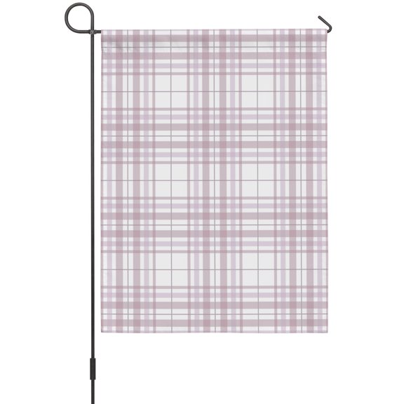 Dusty Rose Plaid Garden Flag 12 x 18 Inches, Pink Stripes Checks Grid Retro Industrial Weather Proof Outdoor Patio Flags Double Sided Small Garden Decoration for Yard Outside Home
