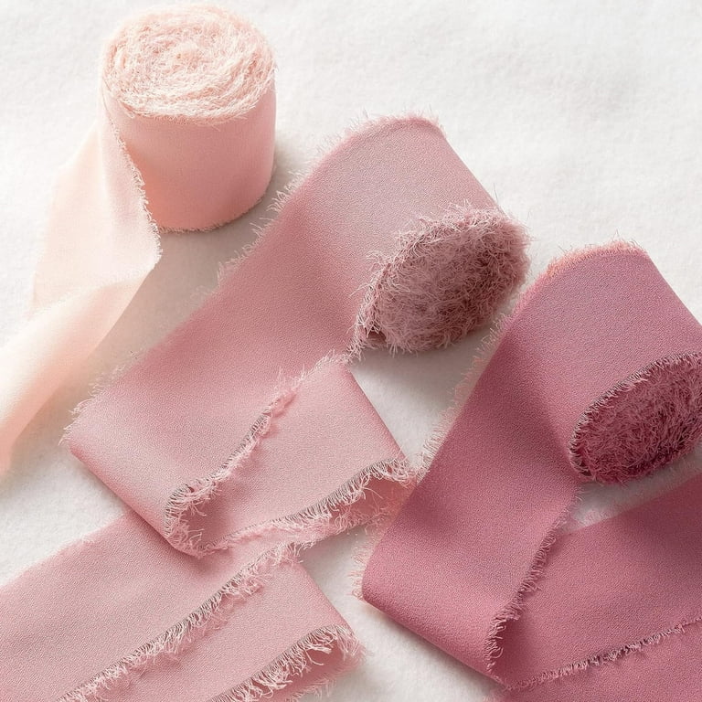 Dusty Rose Ribbons 3 Rolls Chiffon Ribbon 1.77x 197in for