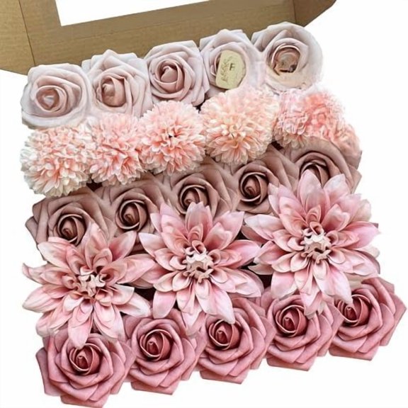 Dusty Roses Artificial Flowers Pink Fake Flower Bulk for DIY Wedding Bouquet Bridal Baby Shower Centerpiece Table Decorations Silk Faux Floral Arrangements for Party Home Decor Indoor