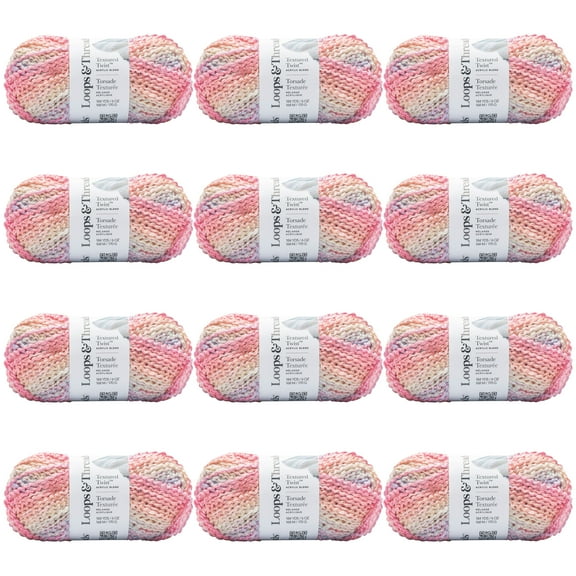 Loops & Threads Dusty Sky Textured Twist Yarn - Bulky Weight Yarn for Knitting, Crochet, Weaving, Arts & Crafts, 12 Pack