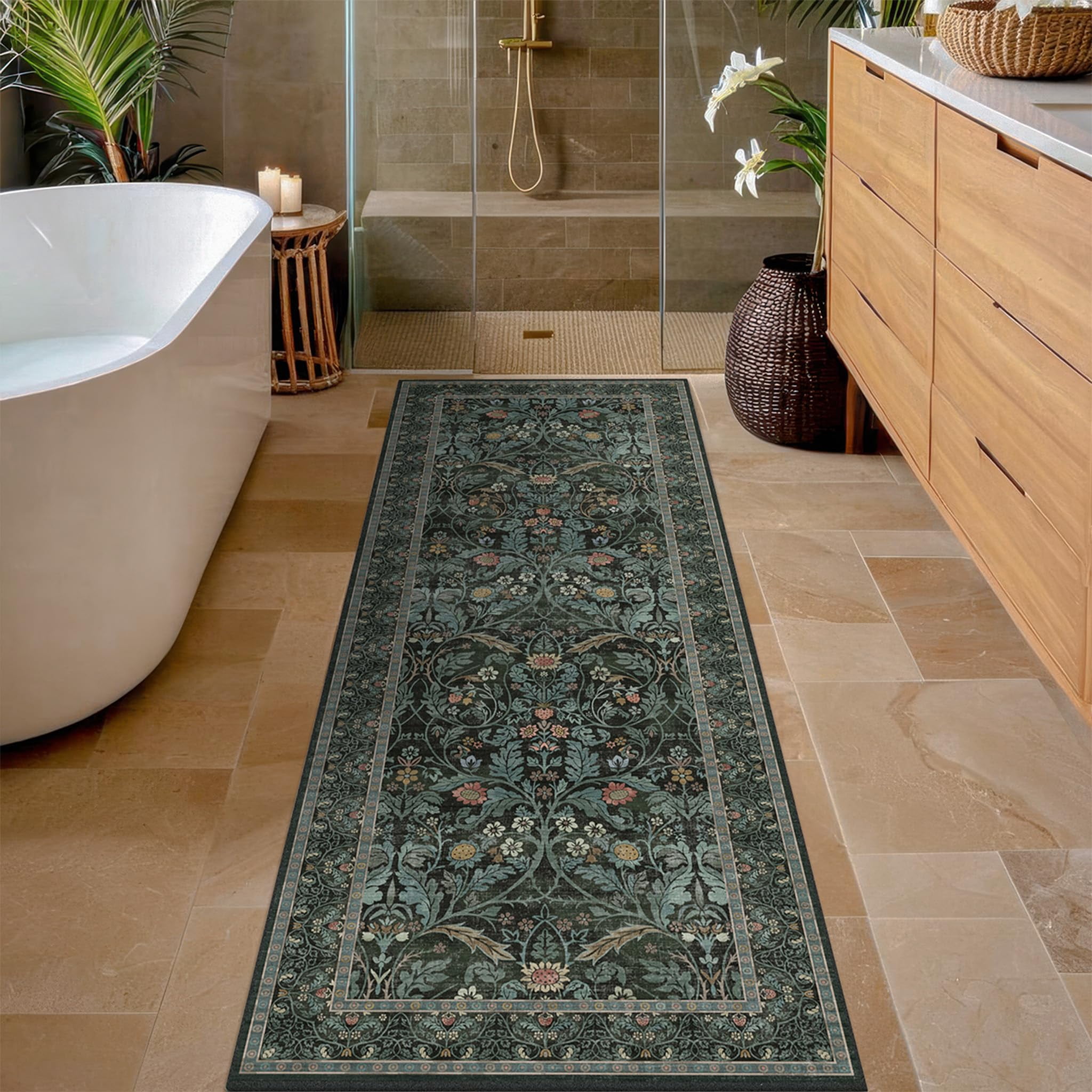 Teal Rug Kitchen Dusty Teal 2x6 Washable Runner Rug Non Slip - Bathroom Kitchen 6ft ...