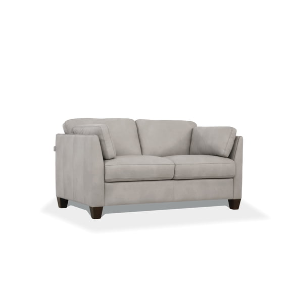 Dusty White Leather Loveseat, 2-Seater Sofa, Premium Top Grain Leather, Modern Living Room Furniture, Comfortable Couch, Assembled