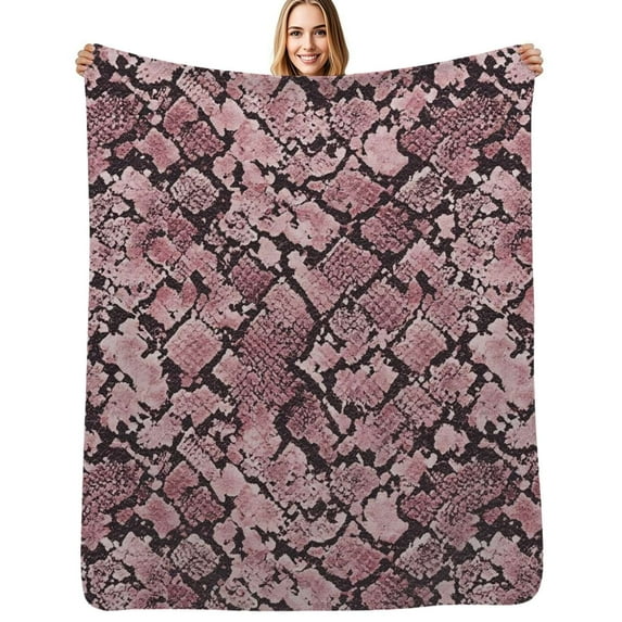 Dusty rose snakeskin pattern texture Soft Blanket Travel Bedding Throws Flannel Bedspread Sofa Bed Cover