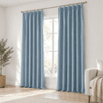 Dusty/stone/slate Blue Pleated Blackout Curta84 Inch Drop 2 Panels Heat ...