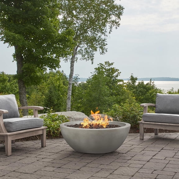 Dustyview 38 Inch Round GFRC Propane Fire Bowl in Shade by BBQGuys Signature