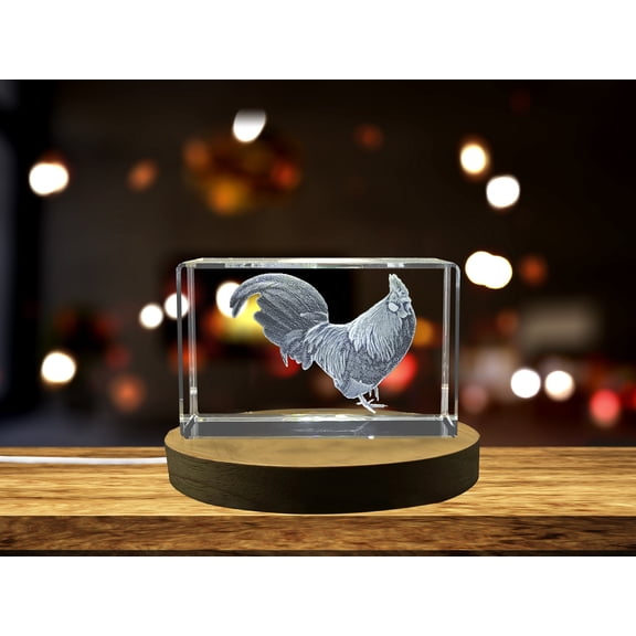 Dutch Bantam Chicken Engraved Crystal Figurine - Unique Crystal Gift for Chicken Lovers