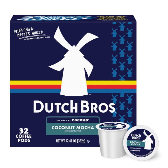 Dutch Bros Coconut Mocha Flavored Coffee inspired by Cocomo, 32 Count, Medium Roast, Single Serve Coffee Pods for Keurig K-Cup Brewers
