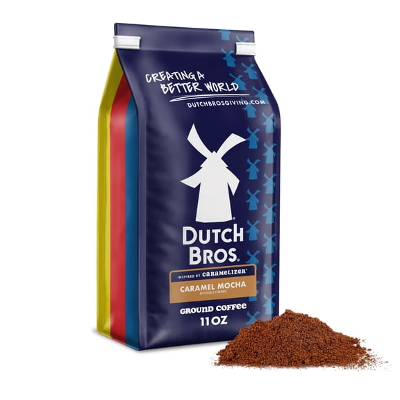 Dutch Bros Caramel Mocha Ground Flavored Coffee Inspired by Caramelizer, Bagged 11oz