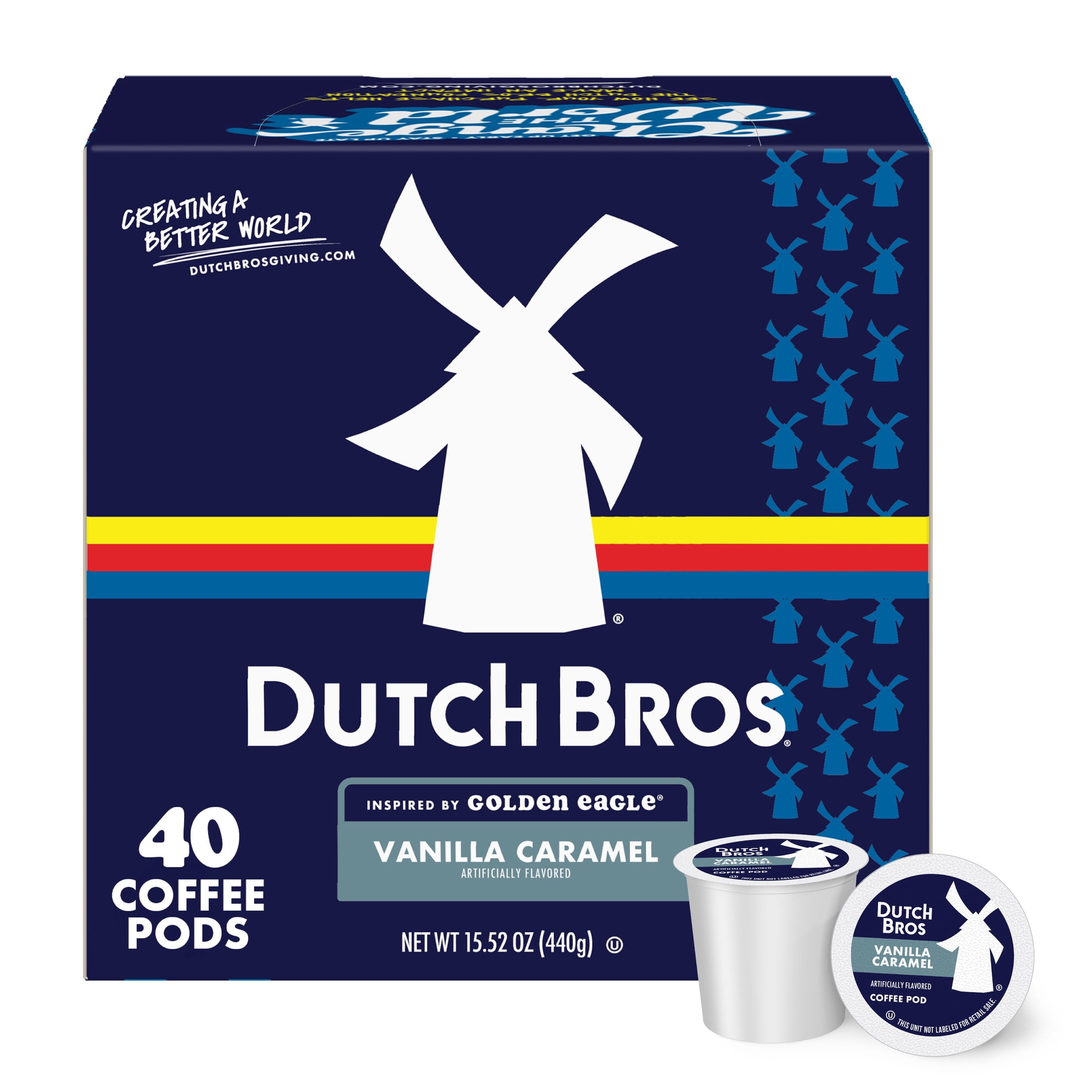 Dutch Bros Vanilla Caramel Flavored Coffee Inspired by Golden Eagle®, 40 Count, Medium Roast, Single Serve Coffee Pods for Keurig K-Cup Brewers