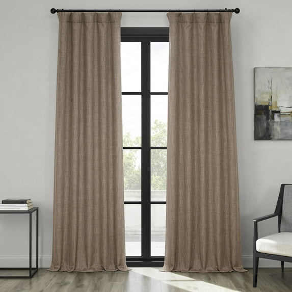 Half Price Drapes Dutch Cocoa Blackout Faux Linen Room Darkening Curtain, 50W x 84L (1 Panel)