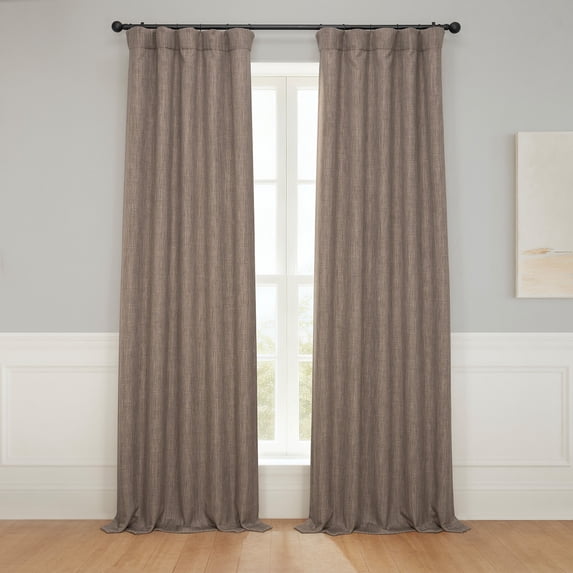 Half Price Drapes Dutch Cocoa Faux Linen Room Darkening Window Curtain Panel, 50W x 96L