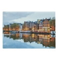 thumbnail image 1 of Dutch Cutting Board, Cityscape Photo of Traditional Ethnic Houses and Amstel River from City of Amsterdam, Decorative Tempered Glass Cutting and Serving Board, in 3 Sizes, by Ambesonne, 1 of 2