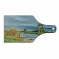 thumbnail image 1 of Dutch Cutting Board, Overcast Photo of Windmills Touristic Center Village of Kinderdijk from Netherlands, Decorative Tempered Glass Cutting and Serving Board, in 3 Sizes, by Ambesonne, 1 of 2