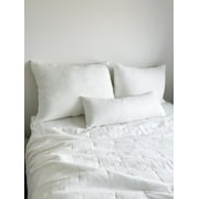 Dutch Euro White Cotton Waffle Bed Pillow Pillow Cover / White