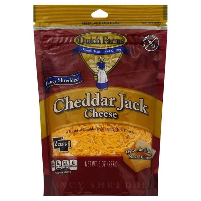 Dutch Farms, Fancy, Shredded, Cheddar Jack, Cheese, 8 oz, Plastic, Bag
