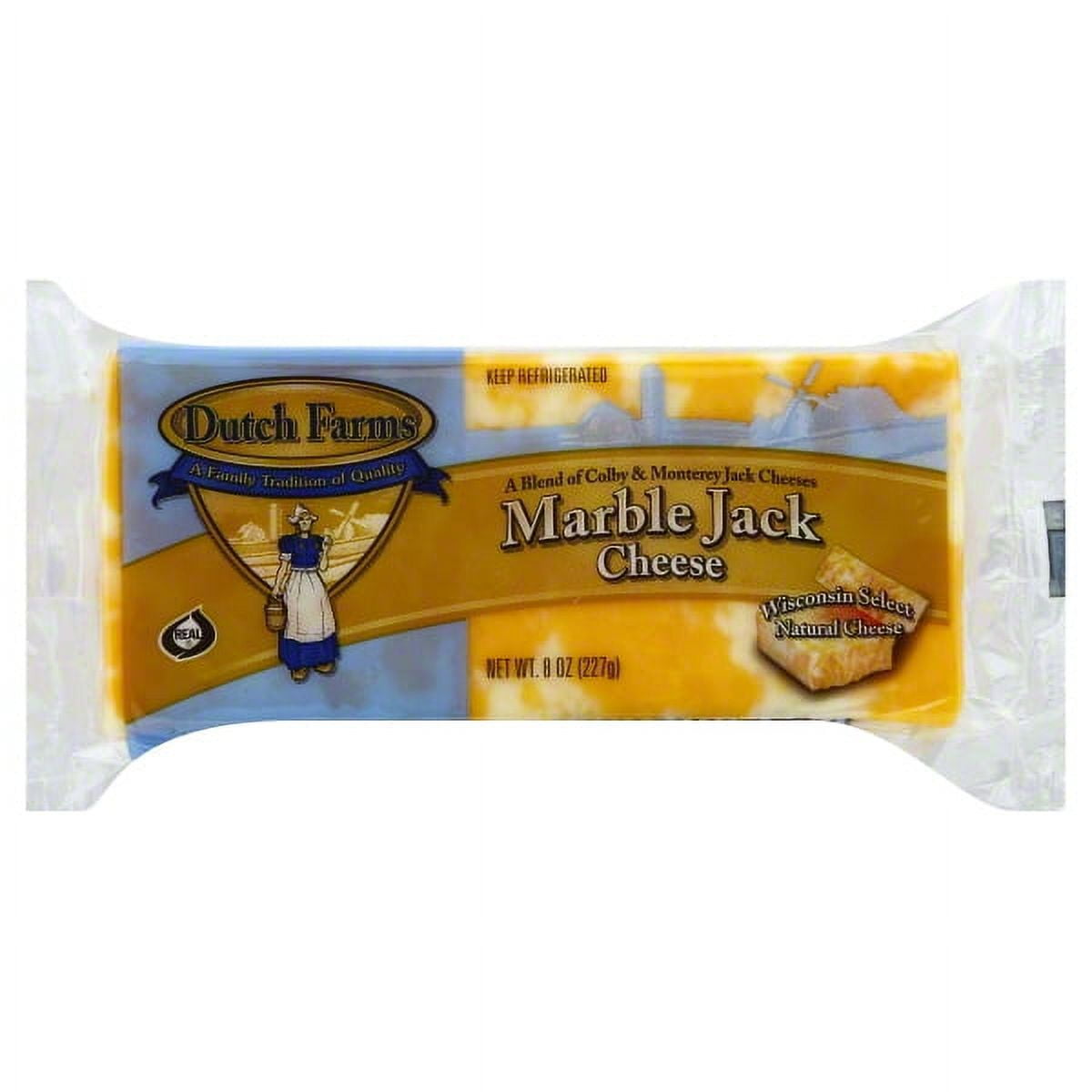 Dutch Farms, Marble Jack, Cheese, 8 oz Bar, Shrink Wrapped, Plastic