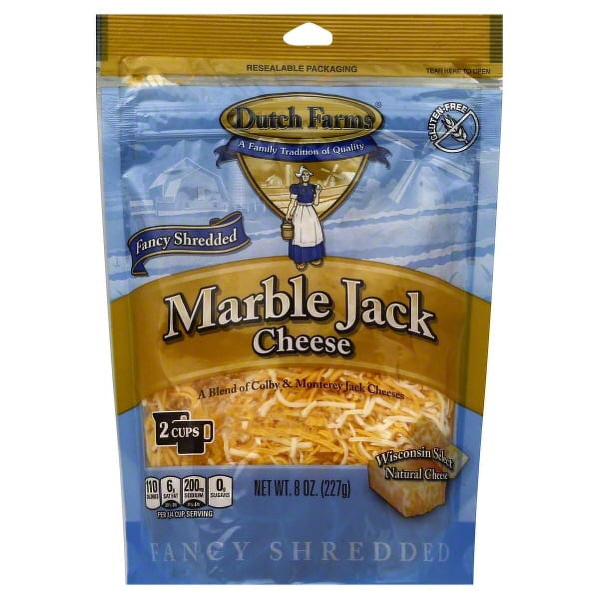 Dutch Farms, Shredded, Marble Jack, Cheese, 8 oz, Plastic, Bag