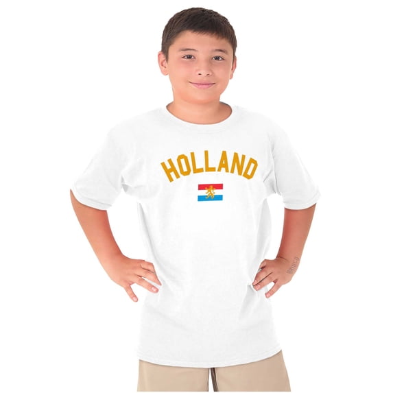 Dutch Flag Holland Soccer Fan Pride Crewneck T Shirts Boy Girl Teen Brisco Brands XS