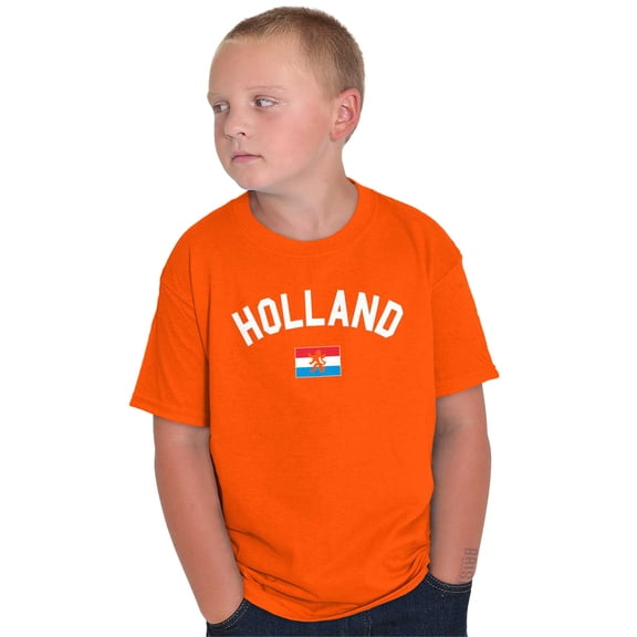 Dutch Flag Holland Soccer Fan Pride Crewneck T Shirts Boy Girl Teen Brisco Brands XS