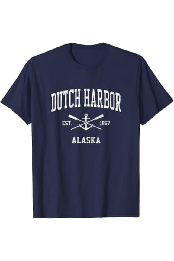 Dutch Harbor AK Vintage Crossed Oars & Boat Anchor Sports T-Shirt