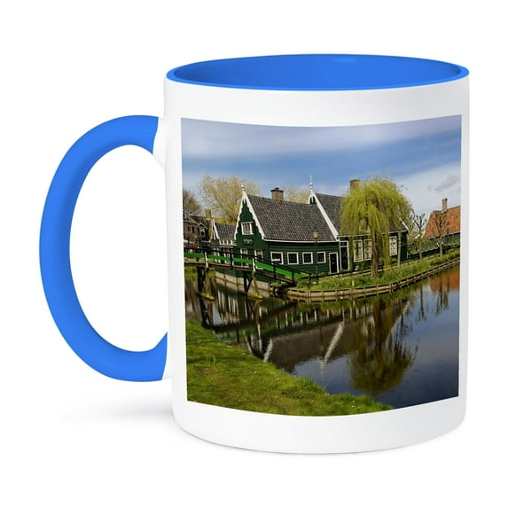 Dutch Homes Zaanse Schans, Holland, Netherlands - Eu20 Aje0101 - Adam Jones, 15oz Two-Tone Blue Mug