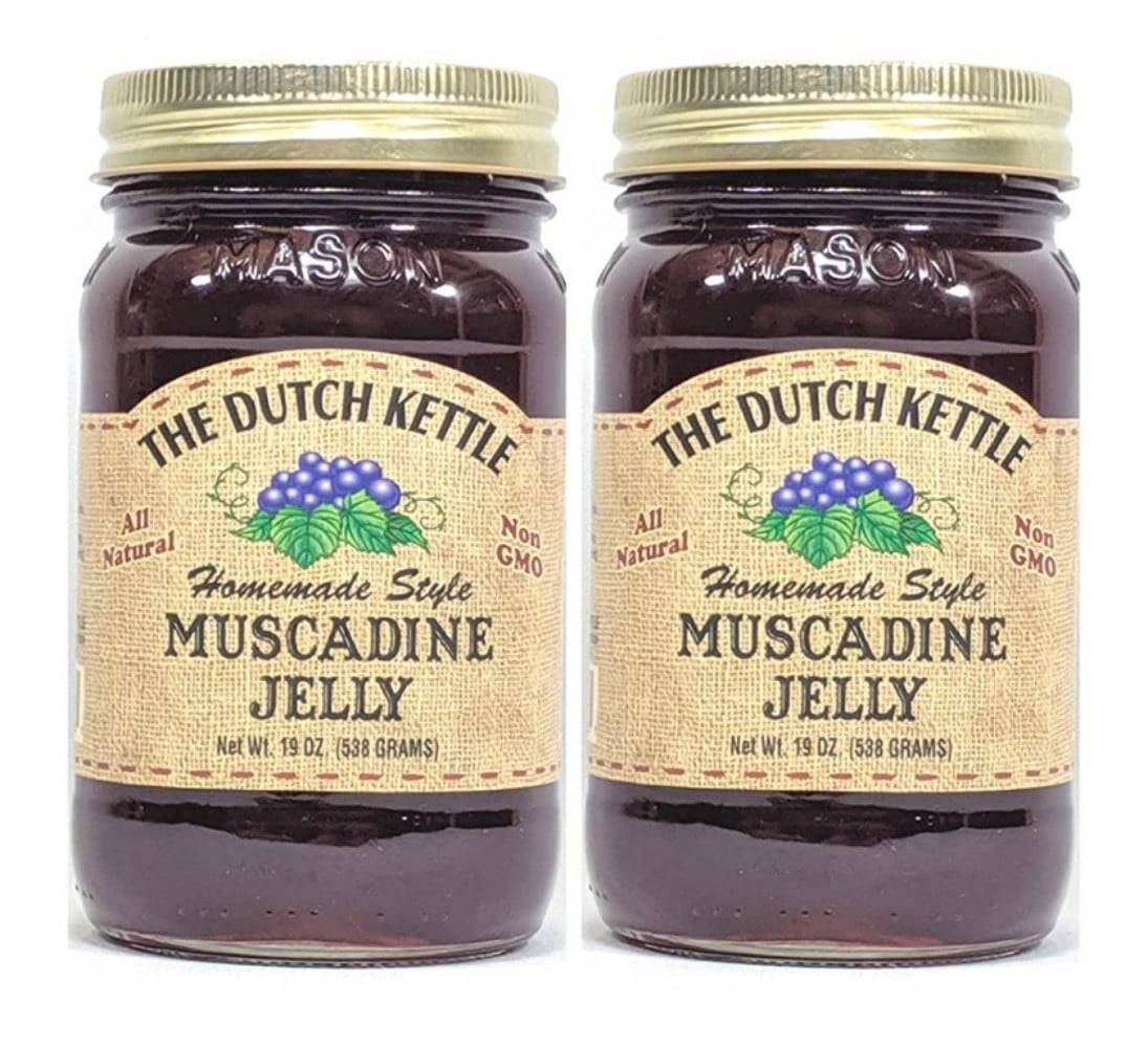 Dutch Kettle Amish Homemade Style Muscadine Jelly 2 - 19 Oz Reusable Jars All Natural Non-GMO No Preservatives