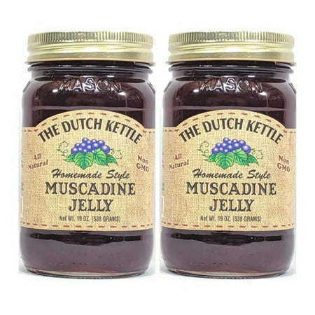 Dutch Kettle Amish Homemade Style Muscadine Jelly 2 - 19 Oz Reusable Jars All Natural Non-GMO No Preservatives
