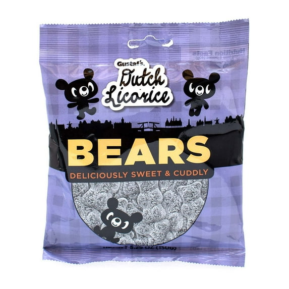 Dutch Licorice Bears, 5.2 oz (Pack of 12)