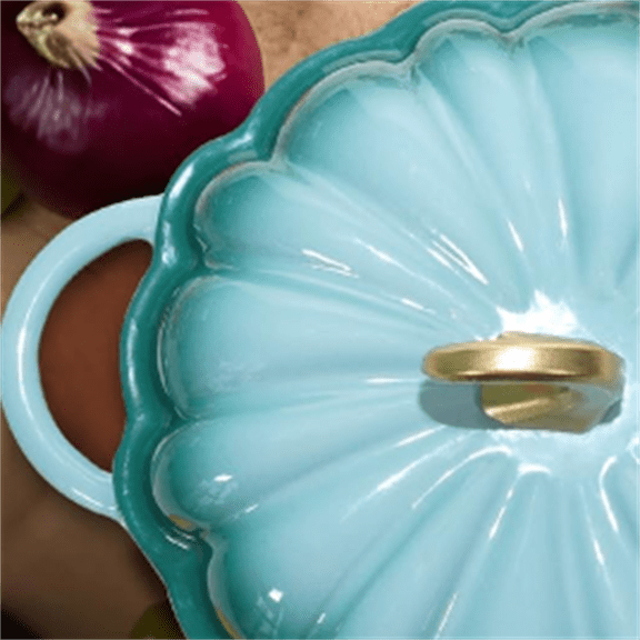 Dutch Oven 4.5 QT With Lid - Cyan Enamel Cast Iron Cooking Pot, Shape Soup Pot - Serves 3-5, Christmas Thanksgiving Decor Gift
