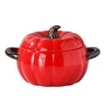 thumbnail image 1 of Dutch Oven Pot with Lid, Pumpkin Pottery Dessert Saucepan, Mini Baking Dish Cute Pumpkin Bowl, Covered Dutch Oven Ceramic Stockpot, Pumpkin-Shaped Casserole, 1 of 7