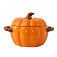 thumbnail image 1 of Dutch Oven Pot with Lid, Pumpkin Pottery Dessert Saucepan, Mini Baking Dish Cute Pumpkin Bowl, Covered Dutch Oven Ceramic Stockpot, Pumpkin-Shaped Casserole, 1 of 8