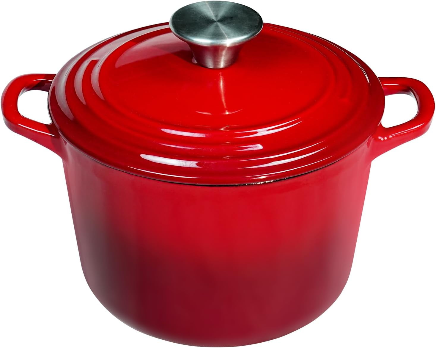 Dutch Oven Pot with Lid 1.8 qt Cast Iron for Bread Baking Red Enameled ...