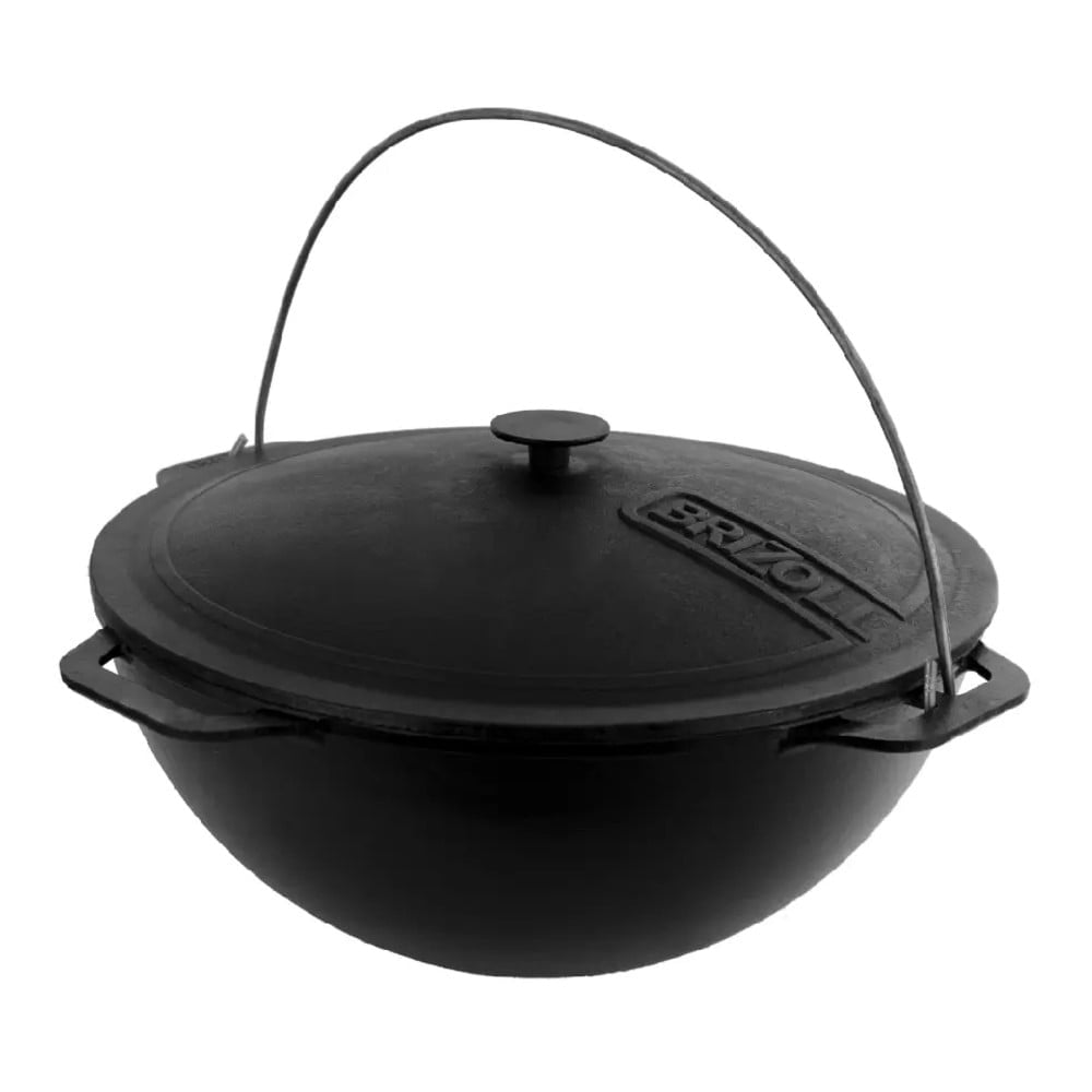 Brizoll 10.5 qt Black Cast Iron Asian Cauldron with Lid