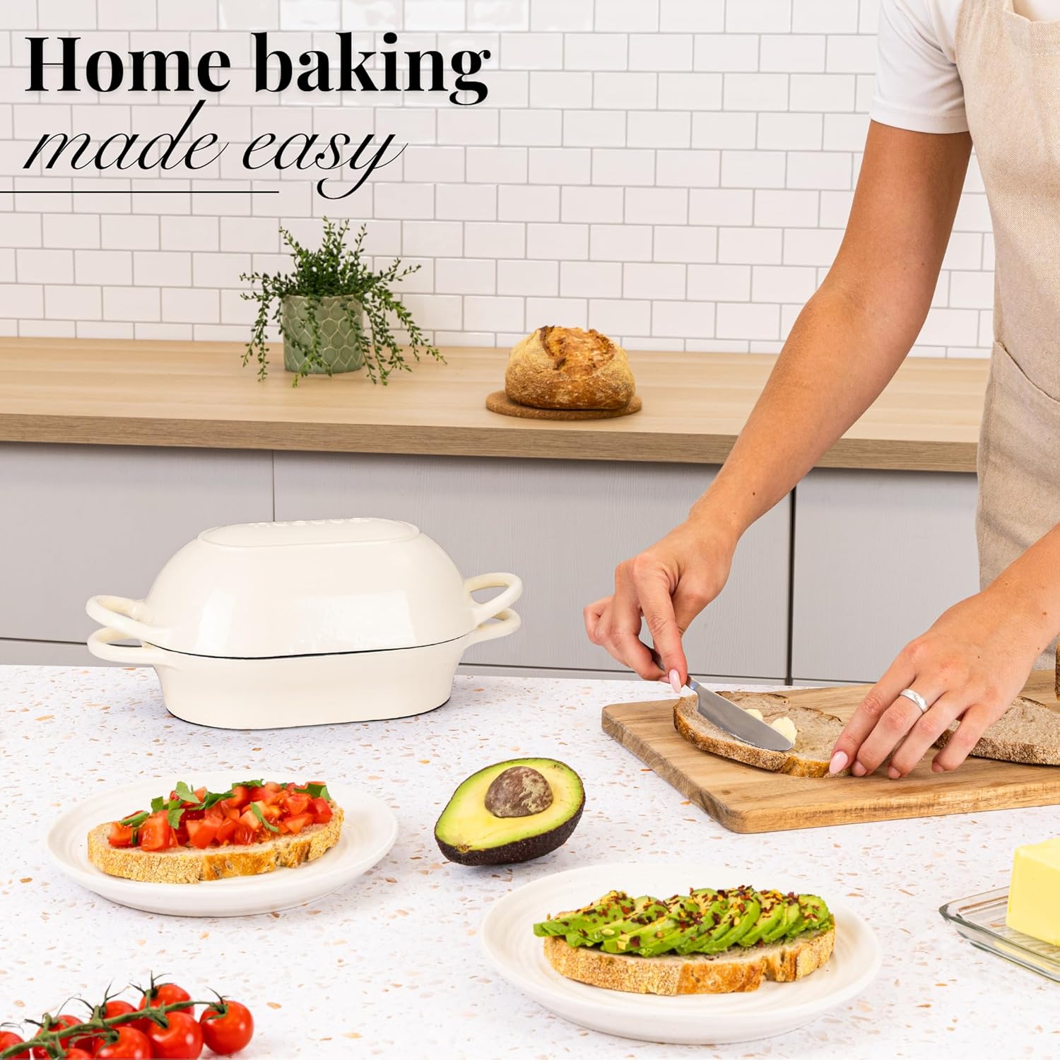 Dutch Oven For Sourdough Bread Baking – Enamelled Cast Iron Bread Loaf ...
