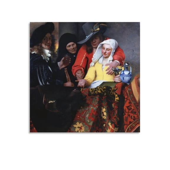 Dutch Painter Johannes Vermeer The Procuress Retro Poster Artworks Picture Print Poster Wall Art Painting Canvas Gift Decor Home Posters Decorative 20x20inch(50x50cm)