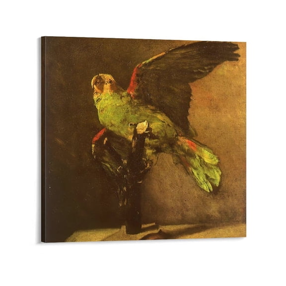 Dutch Painter Vincent Van Gogh Green Parrot on Perch Poster Artworks Canvas Poster Room Aesthetic Wall Art Prints Home Modern Decor Gifts 20x20inch(50x50cm)