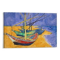 Dutch Painter Vincent Van Gogh Sun Boats on The Beach Poster Canvas Wall Art Prints Poster Gifts Photo Picture Painting Posters Room Decor Home Decorative 12x18inch(30x45cm)