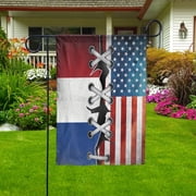 Dutch Parts Dutch American Half Proud House Flag, Double-Sided Decorative Outdoor Flag, Polyester Yard Flag 29.5 x 39.5 in