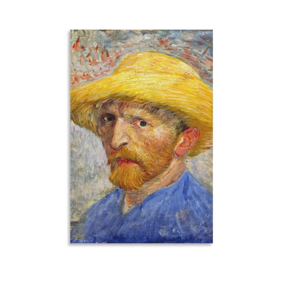 Dutch Post-Impressionist Painter Vincent Van Gogh, Self-portrait with Straw Poster Picture Print Wall Art Poster Painting Canvas Posters Artworks Gift Room Aesthetic 12x18inch(30x45cm)