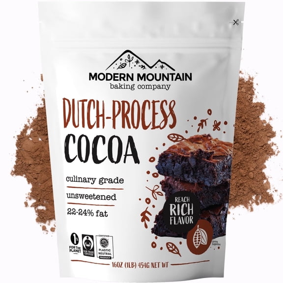 Dutch Processed Cocoa Powder (1lb)  Dutch Processed, Unsweetened, 22-24% Fat, Extra Rich Flavor, Culinary Grade, Non-GMO, Perfect for Baking, Cooking, Desserts & Hot Cocoa