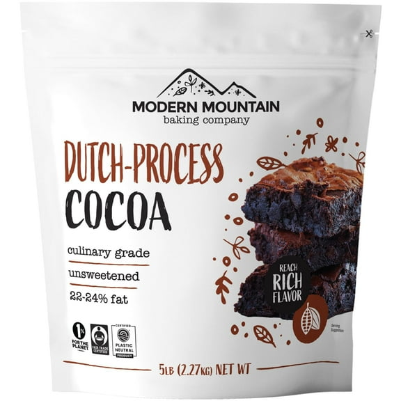 Dutch Processed Cocoa Powder (5 lb) – Unsweetened, 22–24% Fat, Extra Rich Flavor, Non-GMO, Fair Trade, Culinary Grade for Cooking, Desserts & More