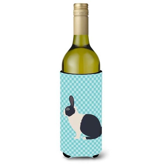 Dutch Rabbit Blue Check Wine Bottle Beverge Insulator Hugger - Blue - Wine Bottle