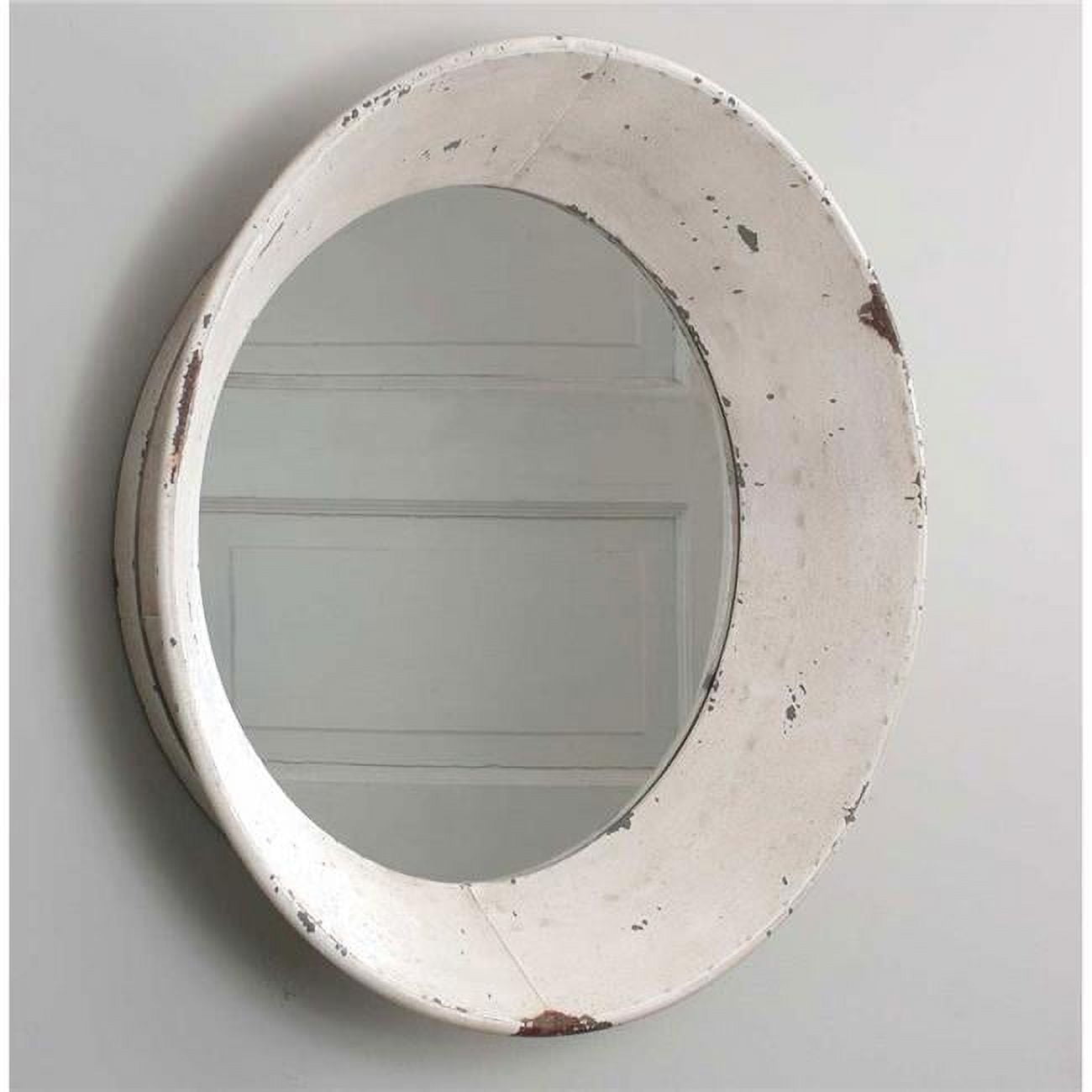 Colonial Elegance Whitewashed Round Wall Mirror, 22" Diameter