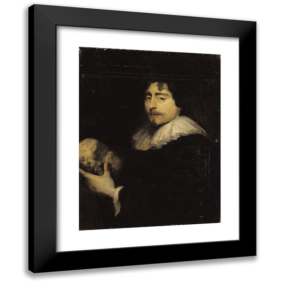 Dutch School 12x14 Black Modern Framed Museum Art Print Titled - Portrait of an Antiquarian (17th Century)