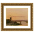 thumbnail image 1 of Dutch School 14x12 Gold Ornate Wood Frame and Double Matted Museum Art Print Titled - Sunset Over a Dutch Town (19th Century), 1 of 4