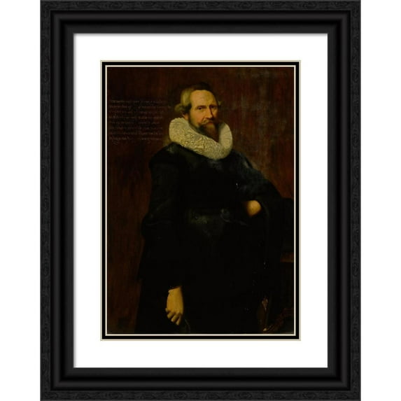 Dutch School 14x18 Black Ornate Wood Framed Double Matted Museum Art Print Titled - Portrait of a Gentleman (1640)